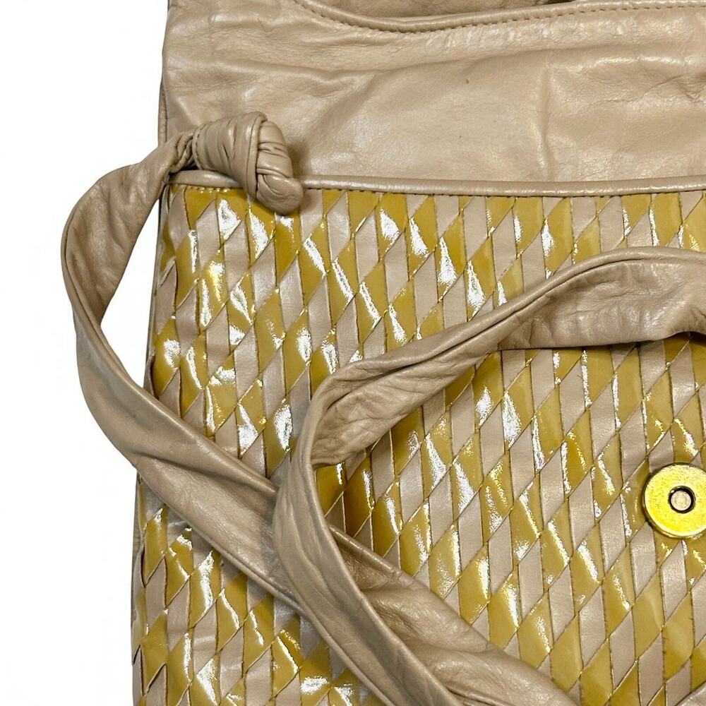 Meyers Vintage 80s Woven Leather Shoulder Bag Diamond Braided Hippie Retro Boho - Picture 8 of 16